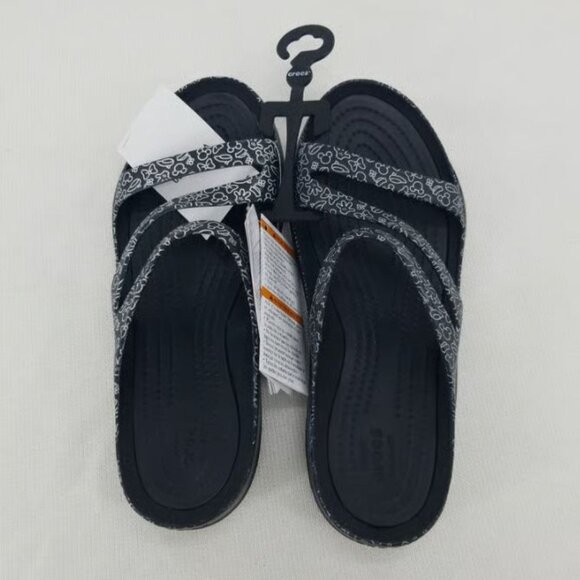 Disney Parks Minnie Mouse Print Croc Sandals Size 7 New - Picture 1 of 6